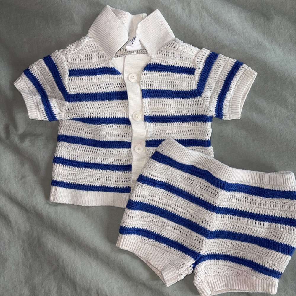 Gap Striped Blue and White Kids Knit Set